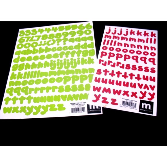 Making Memories Lot of 1 Large, 1 Smaller Green/Red ABC's Alphabet Stickers - Picture 3 of 3